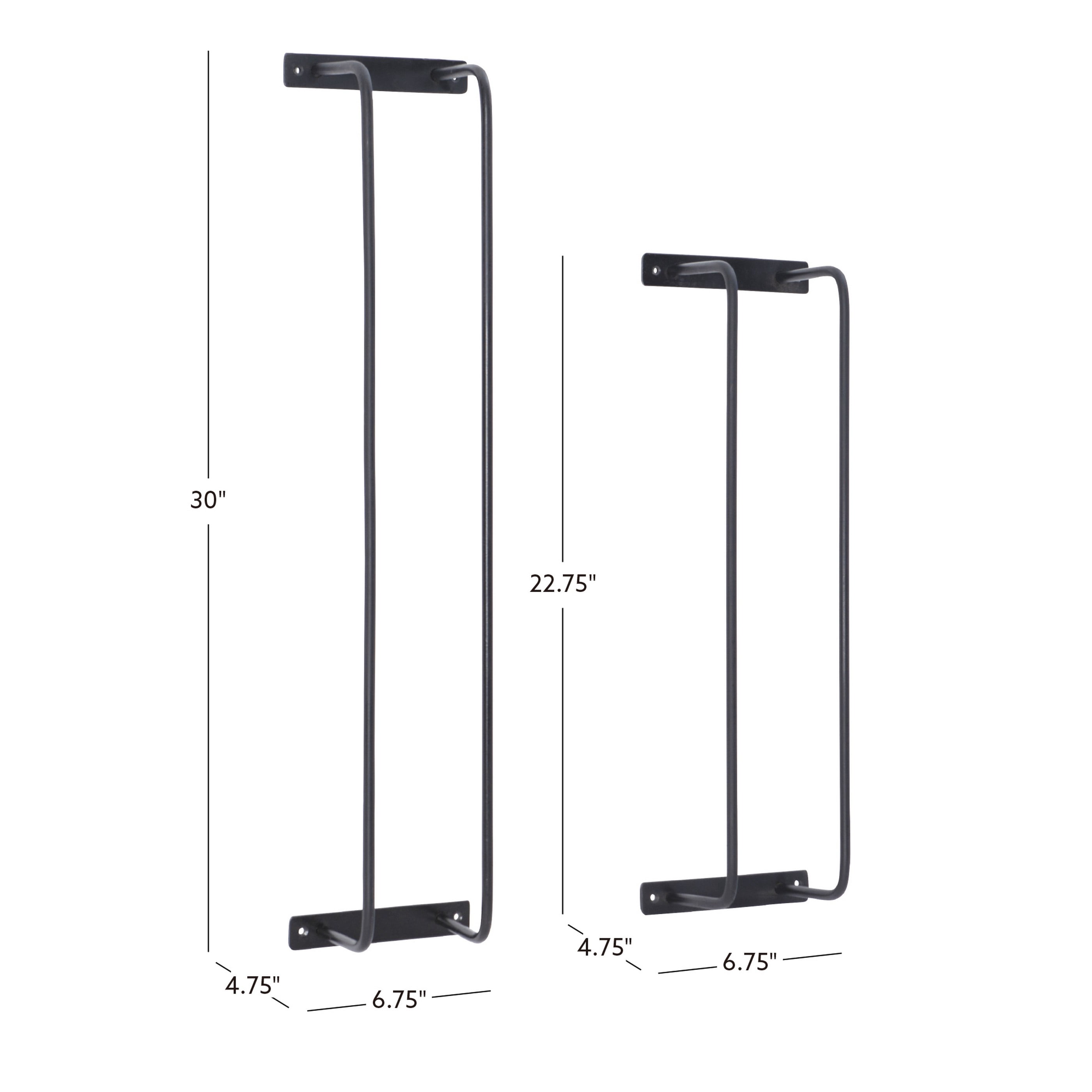 Brabson Wall-Mounted Metal Bathroom Towel Rack, Set of 2, Black