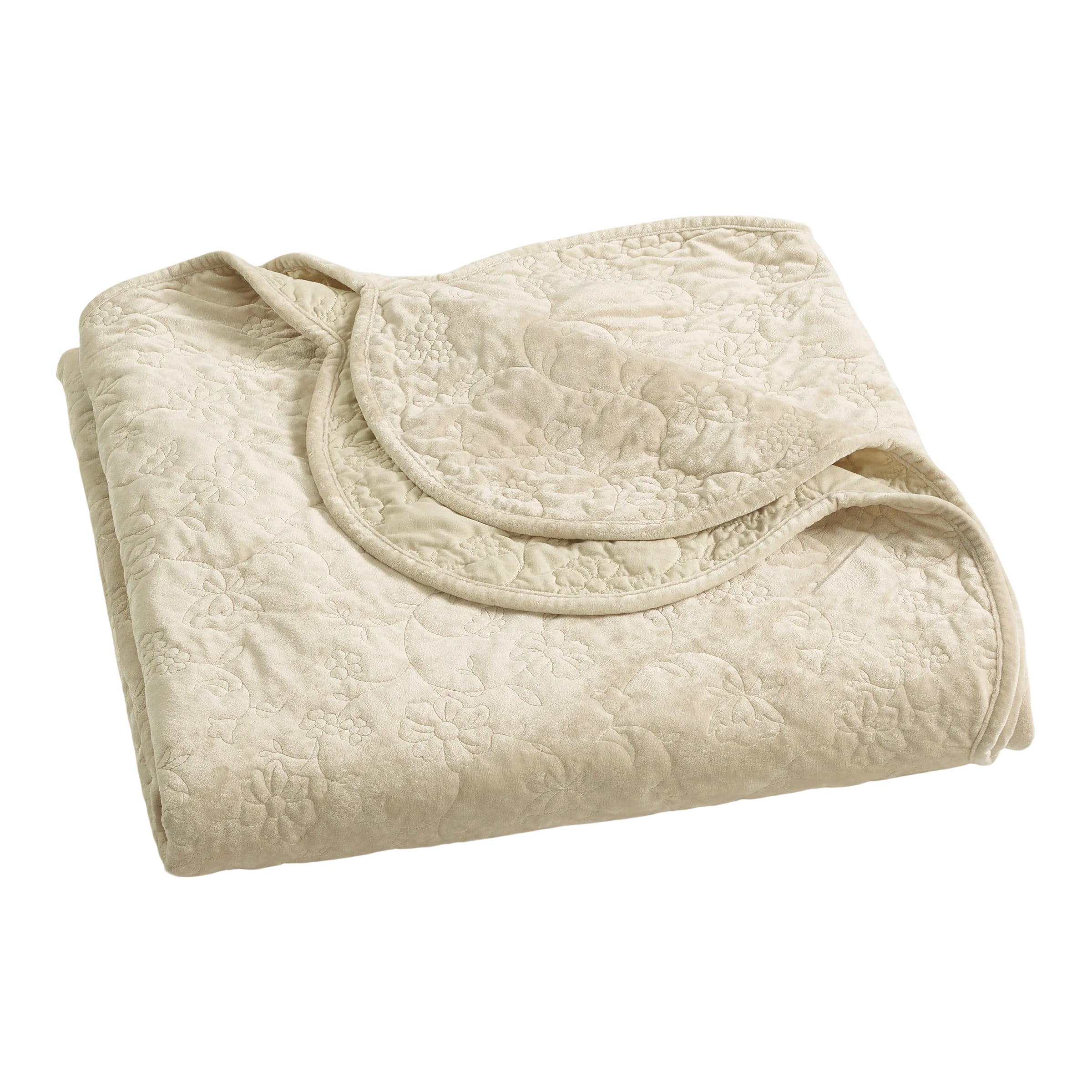 The Pioneer Woman Eloise Floral Velvet Quilt, Full/Queen, Beige Bedding