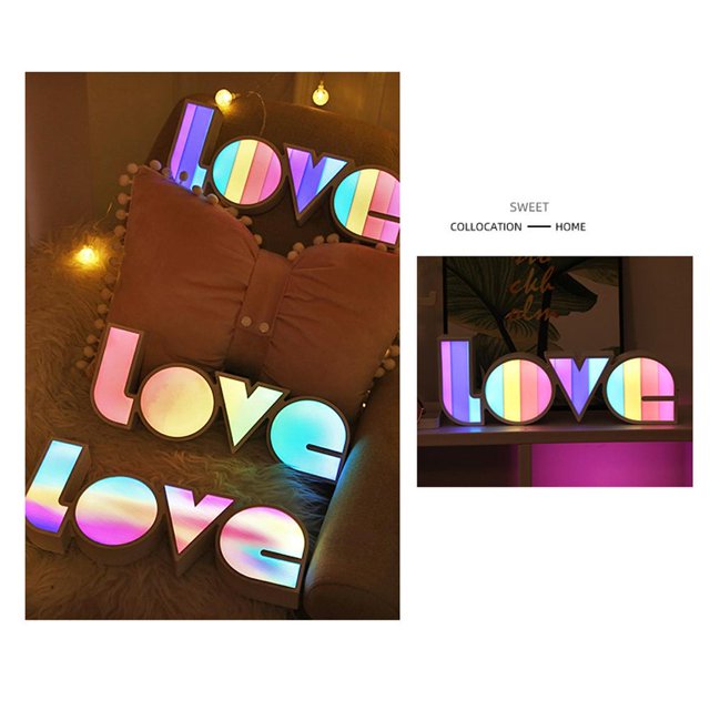 Amor Luz Novedad Led Alfabeto Marquee Sign Batería Y Usb Power Table Lámparas De Noche Para Interior Hogar Niños Dormitorio Guardería Advancent HA046282-01