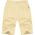 thumbnail image 5 of Tyhengta Mens Shorts Casual Drawstring Zipper Pockets Elastic Waist Beige 34, 5 of 7