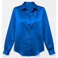 thumbnail image 5 of EaskTriop Womens Satin Shirts Loose Fit Button Down Lapel Collar Long Sleeve Elegant Business Office Daily Shirt, 5 of 7