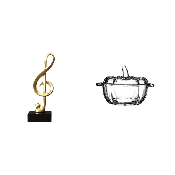 Figura decorativa de para escritorio, dulcero, tarro de cristal con forma de calabaza y tapa, de resina y vidrio. Ideal para la oficin