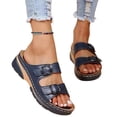 thumbnail image 3 of HAJWOH Orthopedic Casual Sandals for Women Arch Support Summer Flat Sandals Lightweight Slip on Non Slip Beach Slippers Vacation Beach 2026 New Foam Shoes Dark Blue 37, 3 of 4
