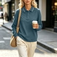 thumbnail image 2 of Womens Soft Knit Long Sleeve Golf Shirts Collared Contrast Trim Quick Dry Dressy Pullover Tees for Tennis Workout Athletic Work Office, Dark Blue, XXL, 2 of 9