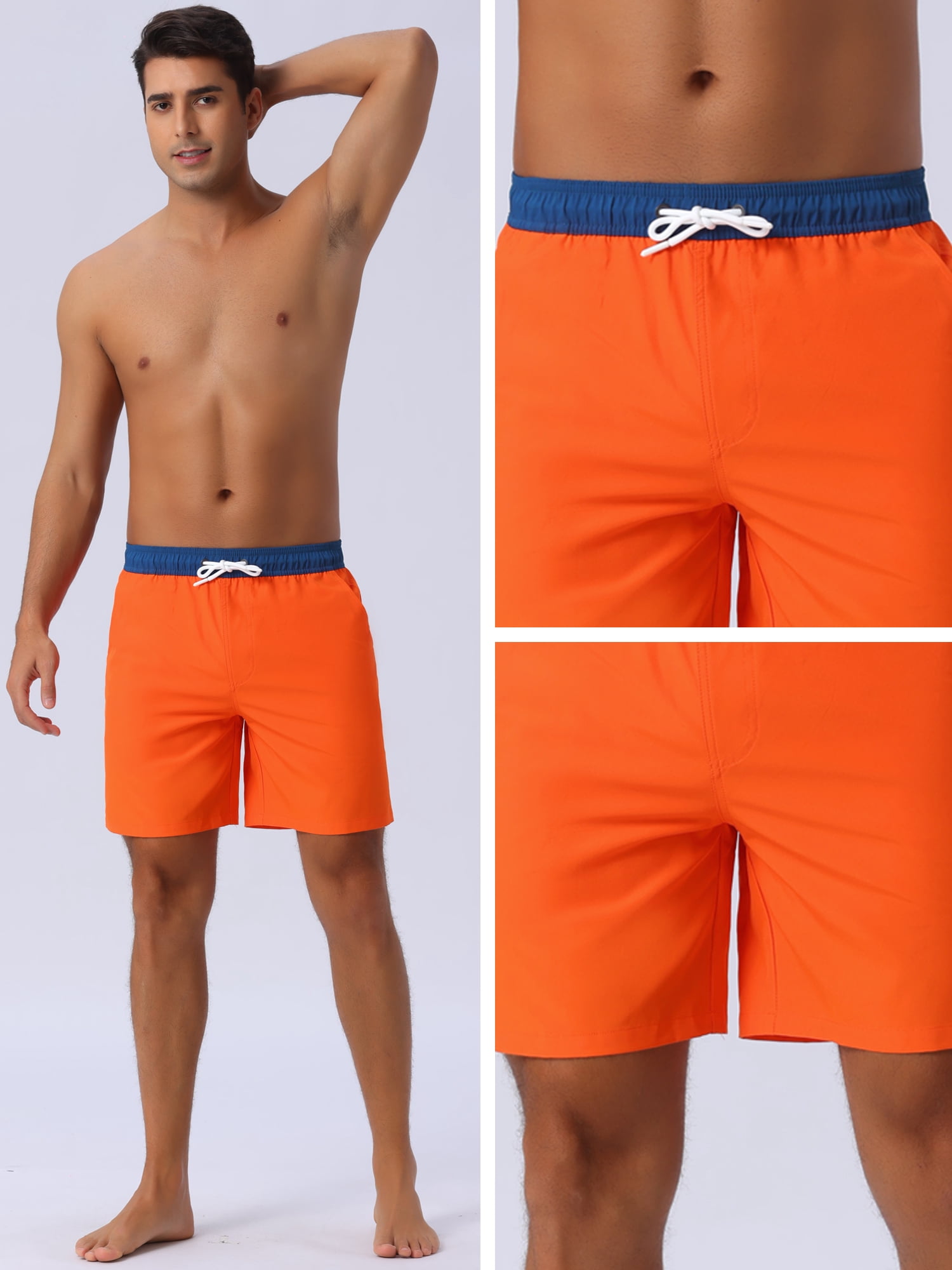 DARING DIVA Men's Lining Surfing Drawstring Swimming Shorts 30 Orange