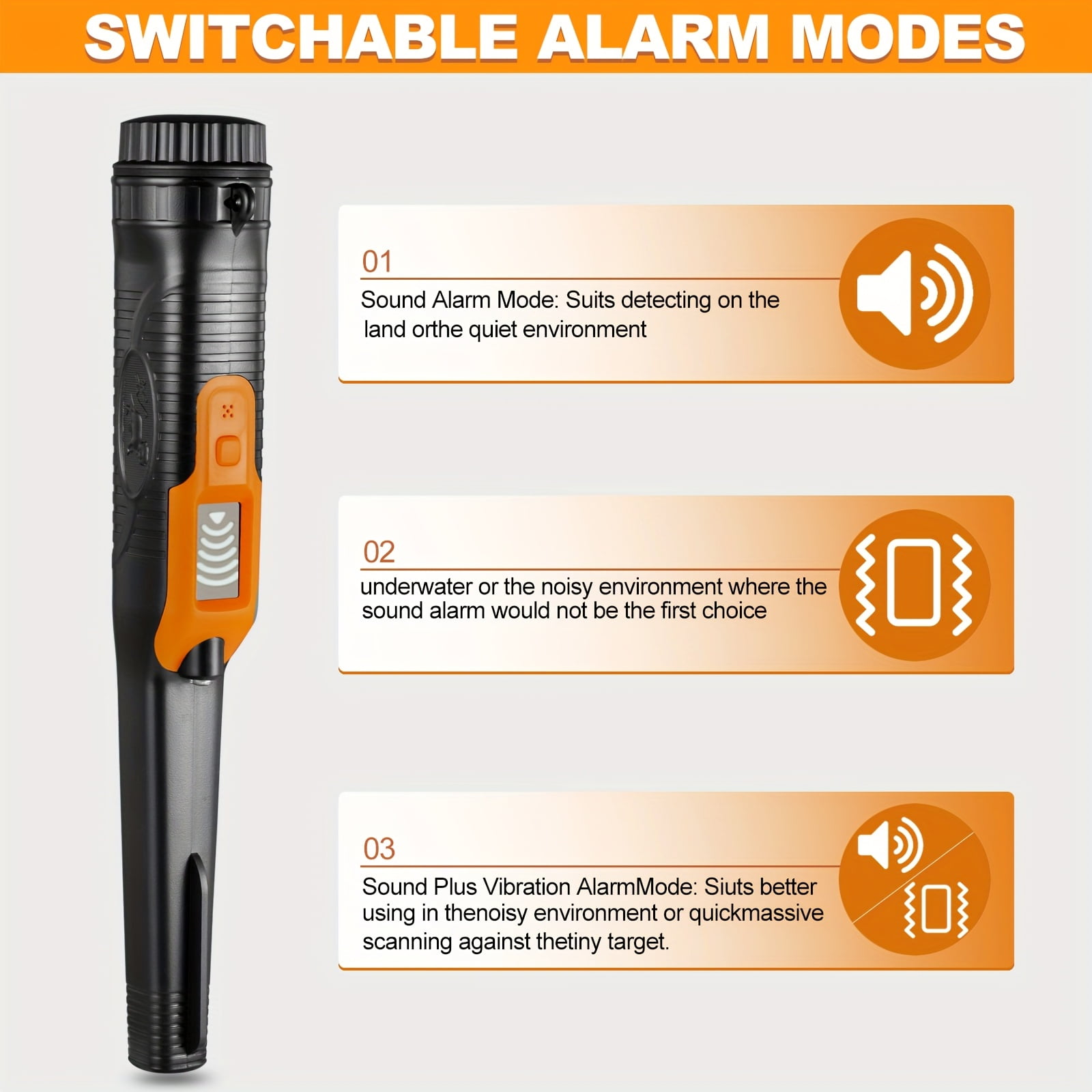 Metal Detector Pinpointer, Professional Waterproof Handheld Pin Pointer Wand, 3 Modes Search Treasure Pinpointing Finder Probe with LCD Display 9V Battery Included