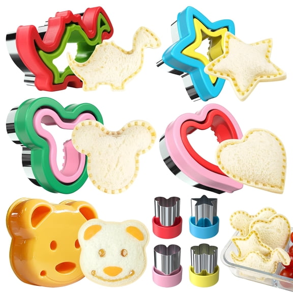 Asunby 9 Pcs Sandwich Cutter and Sealer, Kids Decruster Sandwich Maker for Boys and Girls, Great for Lunchbox Bento Box