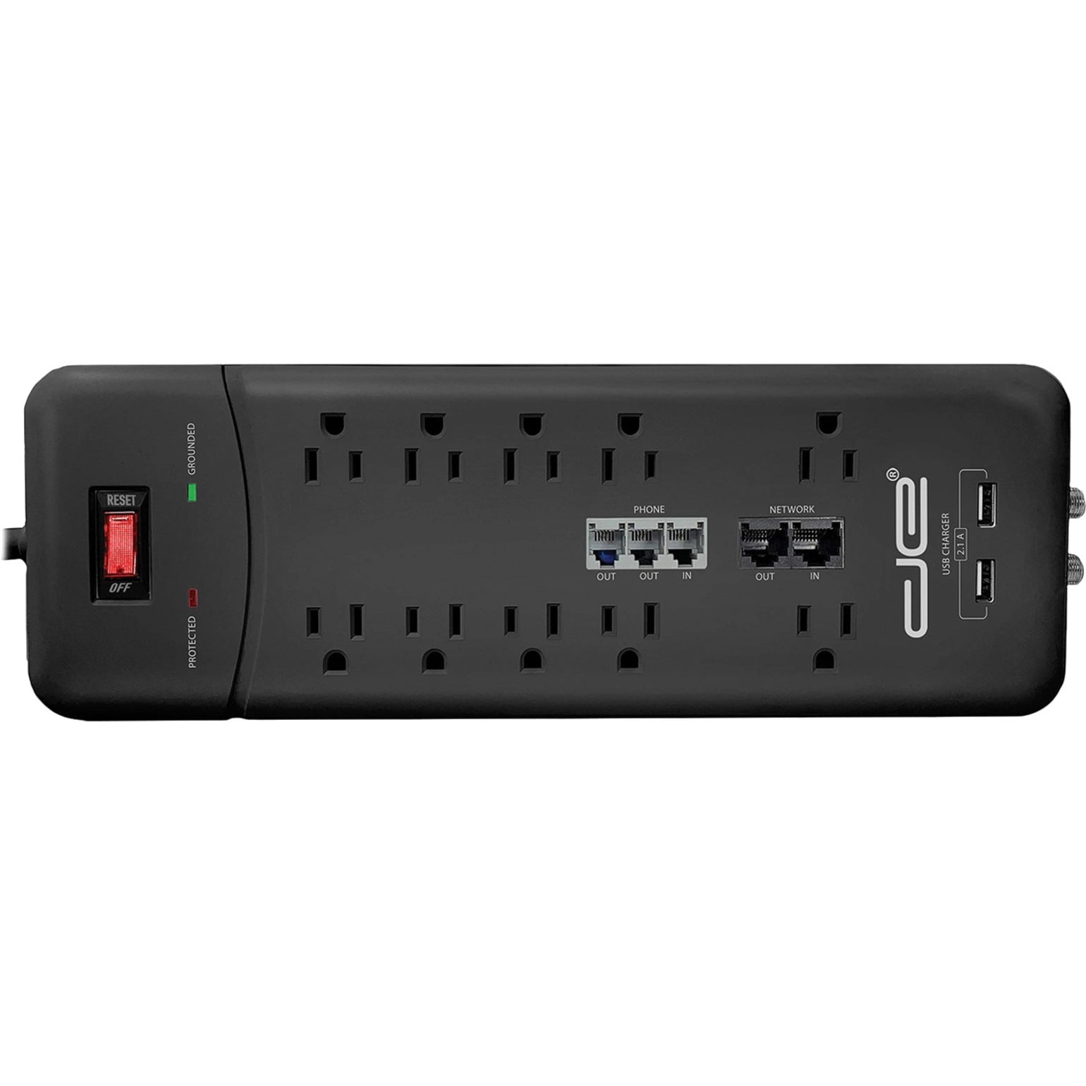 10-Outlet Heavy-Duty Surge Protector Power Strip  (Black; 8-Foot Cord)