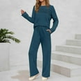 thumbnail image 2 of Women 2 Piece Outfits Casual Wide Leg Pants Long Sleeve Crew Neck Sweatshirt Set,Leisure Travel Clothes Sweatsuits,Pajama Set for Women,Size:L, 2 of 5