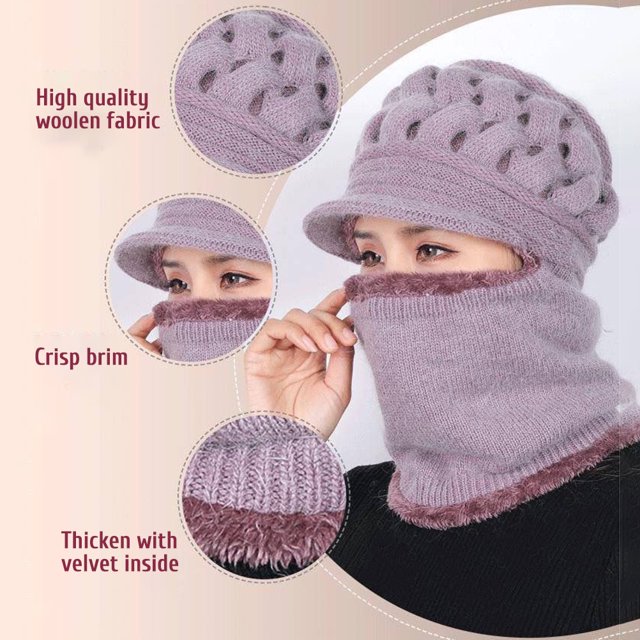 Gorro Térmico, Gorro De Punto De Invierno, Bufanda, Gorro Grueso A Prueba De Viento, Gorro De Punto, Conjunto De Bufanda, Artesanía Superior Jadeshay A