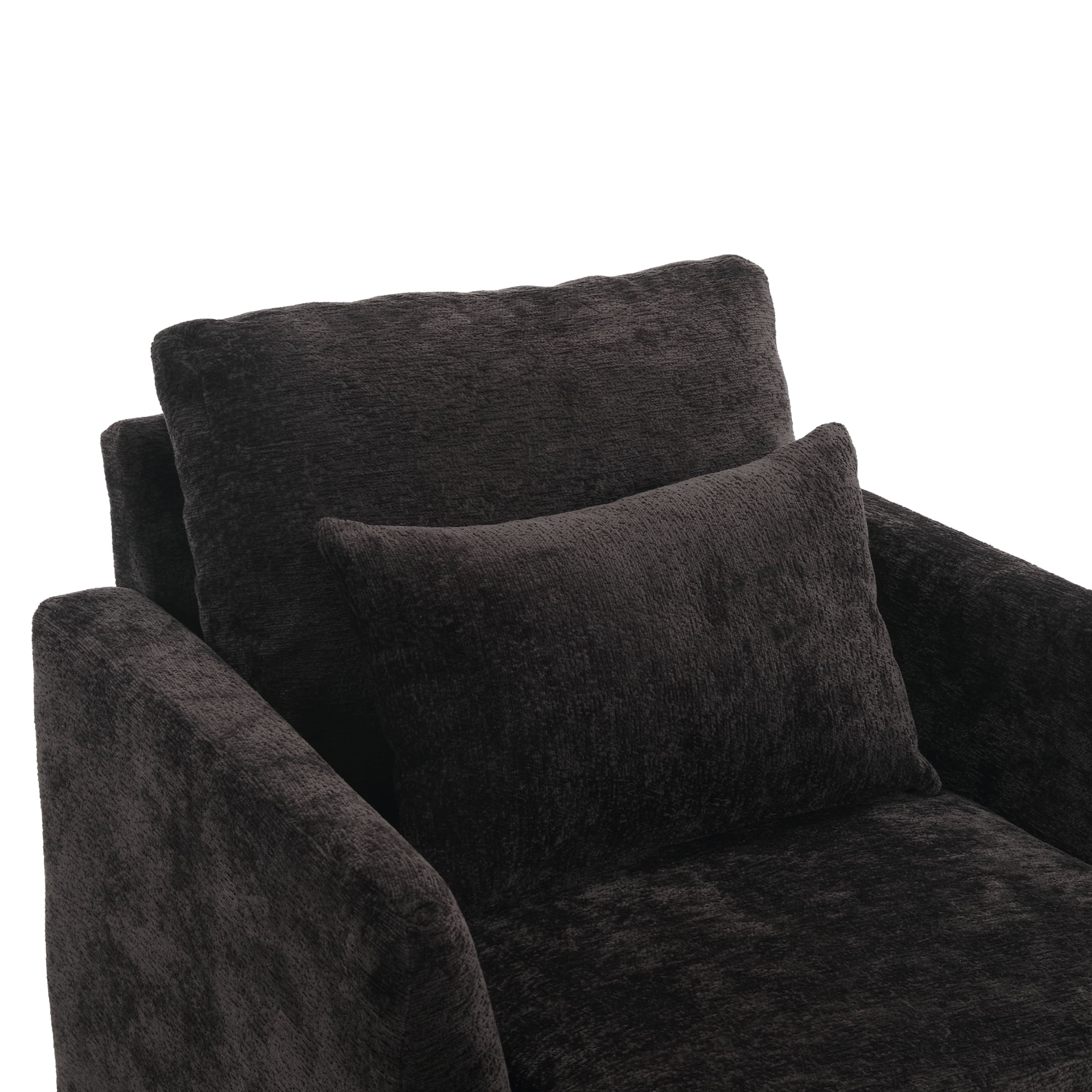 MAYEERTY Wood Frame Armchair, Modern Accent Chair Lounge Chair Tufted Club Chair, Mid Century Modern Arm Chairs with Studded, Solid Wood Frame, for Bedroom, Reading (Black Chenille)