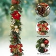 thumbnail image 6 of 6FT Christmas Garland with Lights, Prelit Artificial Christmas Garland with Pine Cones Poinsettia, Cordless Xmas Garland for Fireplace Mantle Stairecase Indoor Outdoor Holiday Home Decorations, 6 of 9