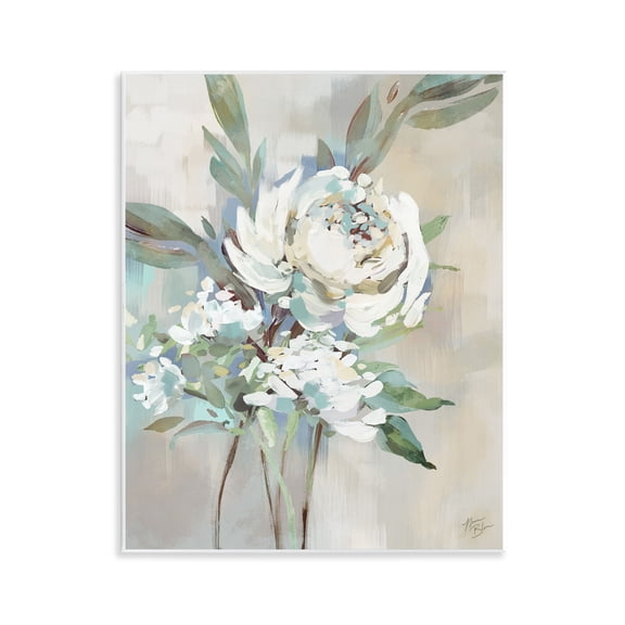 Stupell Industries Antique Rose & Baby's Breath Plants & Flowers Painting Unframed Art Print Wall Art, 11 x 14