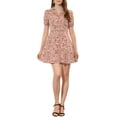 thumbnail image 1 of INSPIRE CHIC Robe Vintage Florale à Manches Courtes Col Camp Boutonnée Ligne A Femme Rose Poussiéreux L, 1 of 7