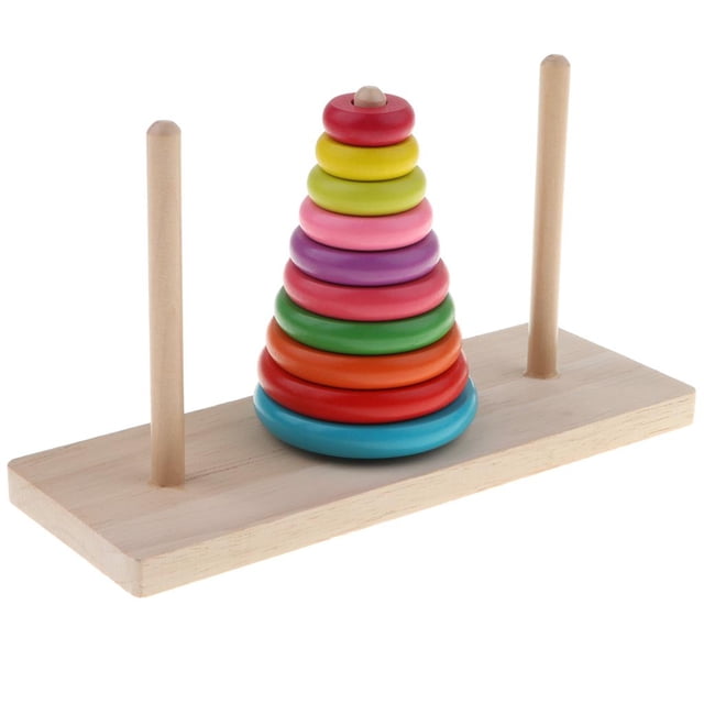 Rompecabezas Anillos Baoblaze Juguete Lógico Apilador Geométrico Educativo Torre de Hanoi 21.5 x 8 x 12.5 cm