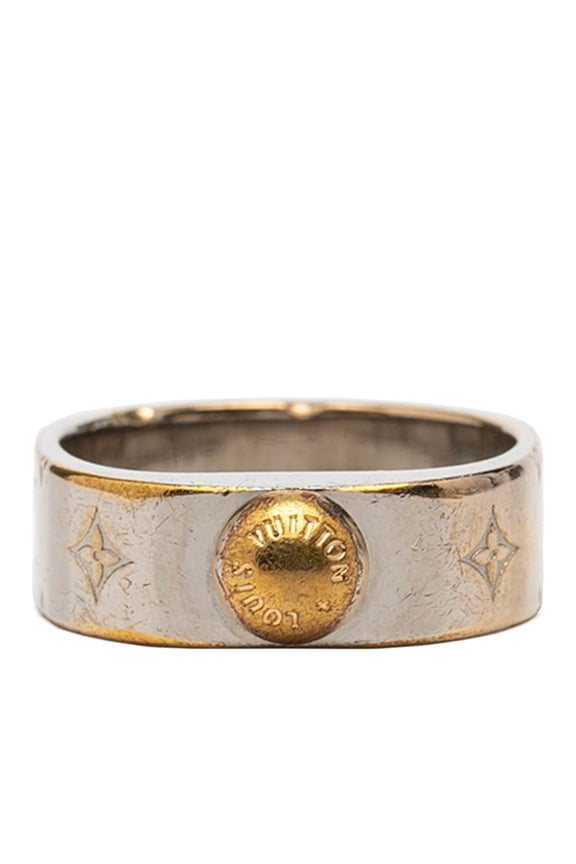 Pre-Owned Louis Vuitton Nanogram Ring, Size #S, M00216, Silver Gold Metal Plated, Women's.