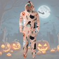 thumbnail image 3 of KHONTS , Pyjama d'Halloween Familial Assorti pour Couples, Combinaison à Capuchon, Costume, Justaucorps Graphique Amusant, Grenouillères, Fête, Rose4 m, 3 of 5