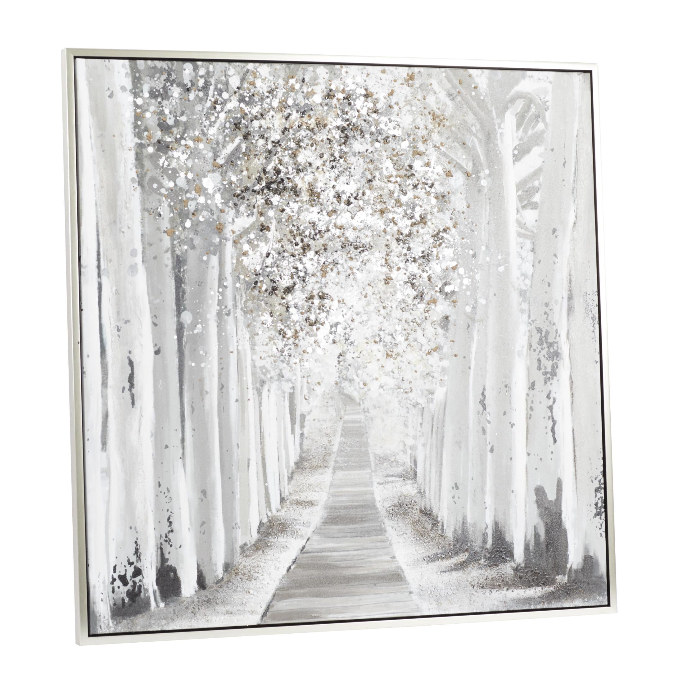 47" x 47" Forest Landscape Tree Framed Wall Art with Dimensional Paint Texturing, by DecMode