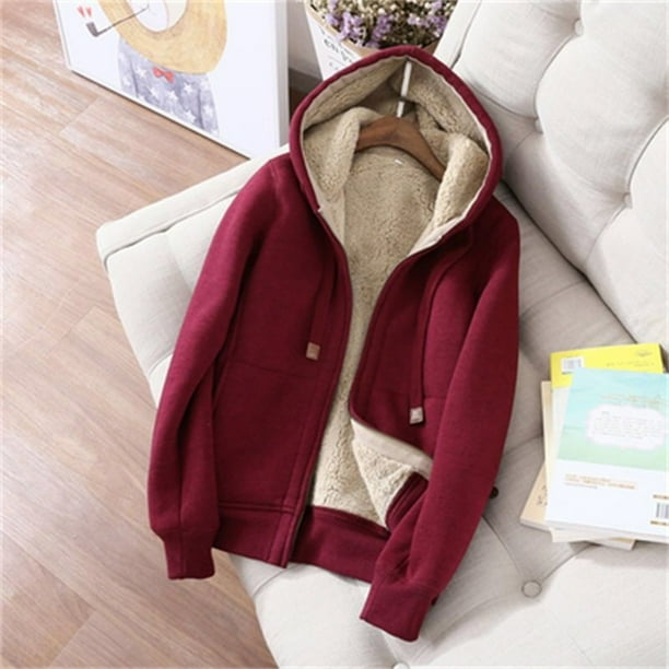 MSJUHEG Workout Sets For Women Plus Size Tops For Women Hoodies For Women Casual Warm Plush Solid Two Piece Zipper Pocket Hoodies Coat Drawstring