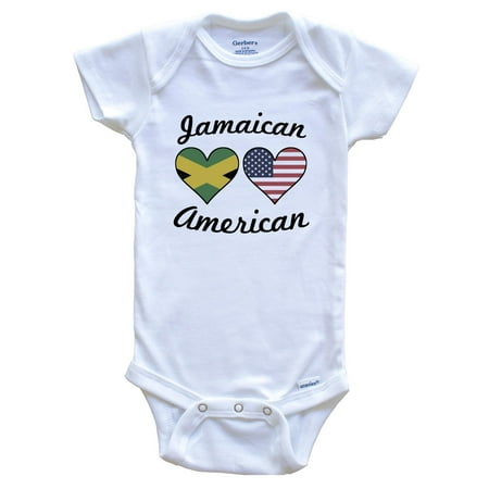 

Jamaican American Flag Hearts Baby Bodysuit 0-3 Months White