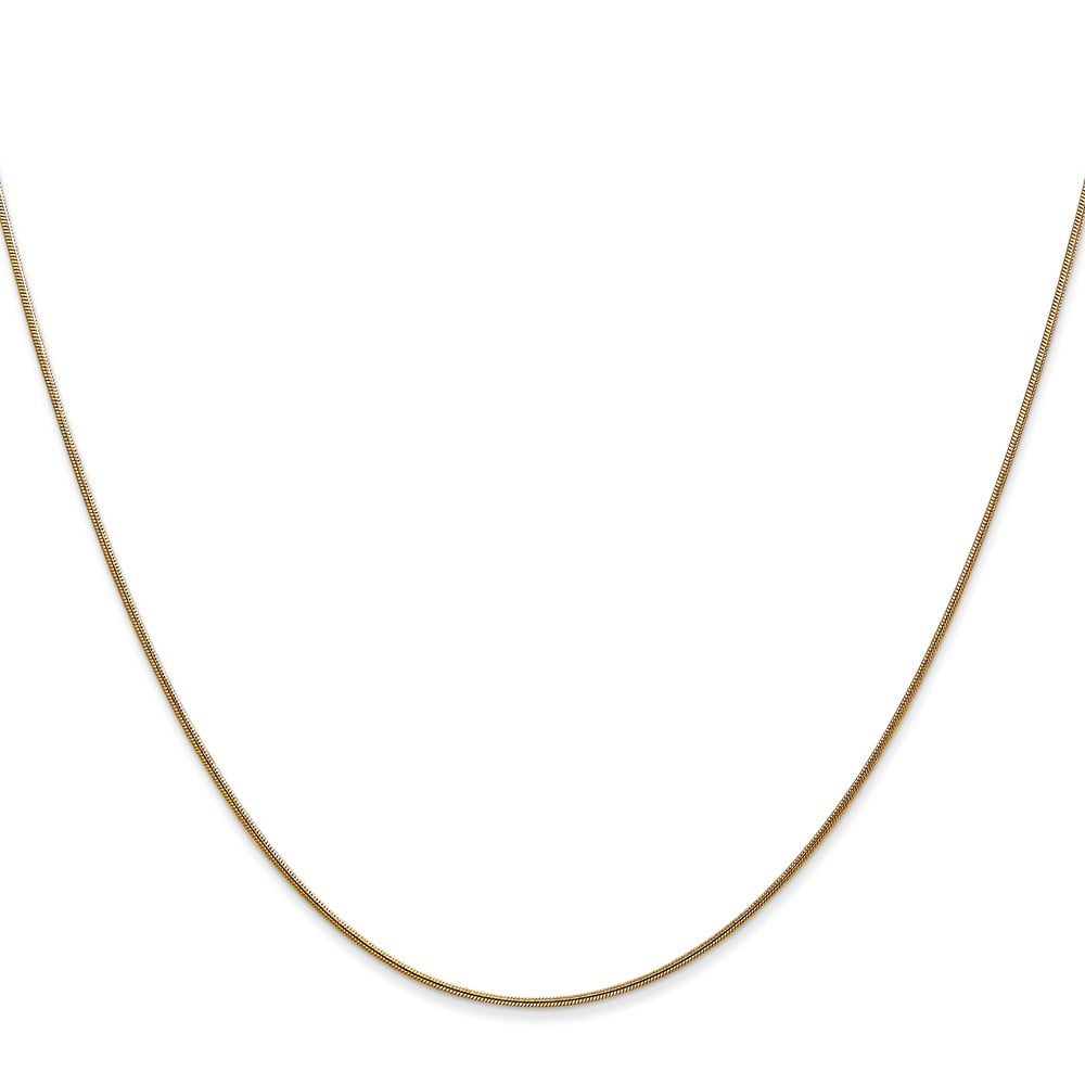14K Yellow Gold Snake Chain Necklace 16 inch .8 mm Round with Lobster Clasp 0.8
