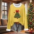 thumbnail image 2 of Enjoytime Fall Shirts for Women Christmas Printed Crew Neck Long Sleeve Blouses Casual Soft Warm Winter Plus Size Tops Yellow XL, 2 of 6