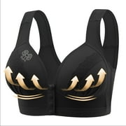 Gamivast 3 Pack Plus Size Bras for Women, Front Closure Button Bras, Push Up Wirefree Bra Daily Wear Bras, Full Coverage Bras Everyday Bra PinkL Brasier Sin Varillas Para Mujer
