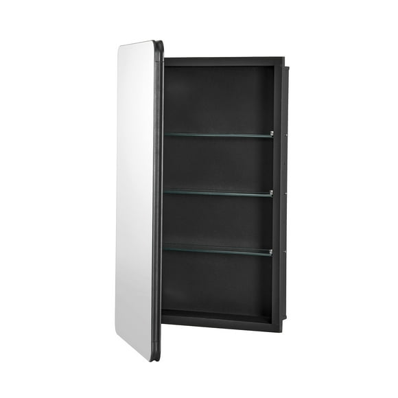 KFFKFF Medicine Cabinet, 16.5 x 27.5 inch, Medicine Cabinet for Bathroom with Mirror, Aluminum Frame Bathroom Wall Cabinet