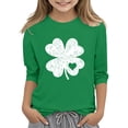 thumbnail image 5 of T-Shirt de la Saint-Patrick pour Filles, Mignon T-Shirt Graphique à Manches 3/4 Col Rond avec Imprimé Irlandais, Hauts Décontractés Printemps Été pour Vacances, Fête d'Anniversaire et Usage Quotidien Vert 160, 5 of 5