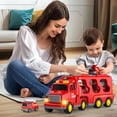thumbnail image 3 of Fire Trucks Boy Toys for 3-5 Year Old Toddlers - Toys for 3 4 5 6 7 Years Old Transport Vehicle Carrier Truck, Boy Trucks Toy Sets, Kids Toys Boys 3-5, Gift Toys for Boys and Girls Aged 4-6, 3 of 8