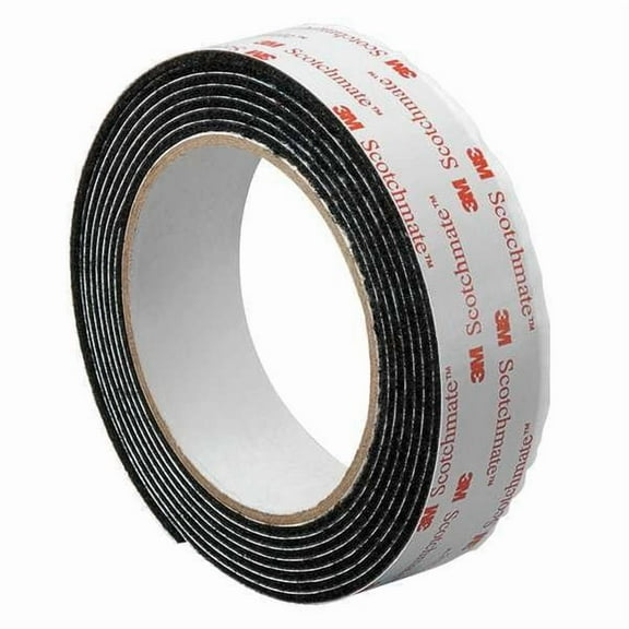 3m Reclosable Fastener, Rubber Adhesive, 15 ft, 1 in W, Black 1-5-SJ3527N