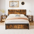 thumbnail image 3 of Metal Bed Frame with 4 Storage Drawers and Wood  Headboard,Large Storage Space, No Box Spring Needed, Noise Free, 3 of 9