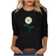 thumbnail image 1 of Camisetas Casuales de las Mujeres de Moda Impresa 3/4 Mangas Blusa Cuello Redondo para el Hogar Y Diario, 1 of 4