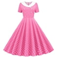 thumbnail image 1 of Dvprdro Robe de Bal pour Femme Invitée de Mariage Mode Vintage à Pois Imprimée Manches Courtes Ligne A Évasée Cocktail Fête Robe Midi, 1 of 5