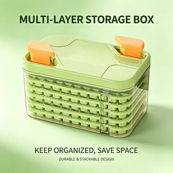 5-Layer Stackable Silicone Ice Cube Trays, Large Batch Ice Maker with Lids, Space-Saving Freezer Container for Home, Parties & Camping