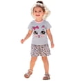 thumbnail image 2 of Bellafa Toddler Girls Clothes Kids Summer 2 Piece Outfits Short Sleeve Cute Cat Tops Shirt and Shorts Set 2-7 Years, 2 of 8