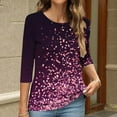 thumbnail image 4 of YUGYXL Sparkly Sequin Tshirts for Women 3/4 Sleeve Shirts Crew Neck Soft Lightweight Blouse Ladies Tunics Comfy Tops Vacation Tees Sales, 4 of 6