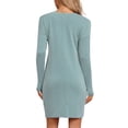 thumbnail image 3 of INSPIRE CHIC Women's Loungewear Long Sleeve Stripe Sleepshirts Crewneck Nightgown Dress with Pockets M Green, 3 of 6