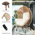 thumbnail image 5 of TQKVIPI Oversized Wicker Egg Chair Outdoor Indoor,Patio Lounge Chair with Thicken Cushions & Durable Steel Frame, Egg Basket Chair 500lbs Capacity for Garden, Backyard, Porch,Bedroom (Beige-Plaid), 5 of 11
