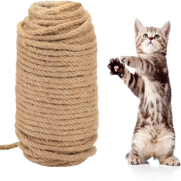 MISSMILE Nature Hemp Rope,Heavy Duty Jute Twine for Cat Tree and Tower,DIY Scratcher Scratching Post Replacement,Pad,Crafts Gardening Hammock Home Decorating(164FT)