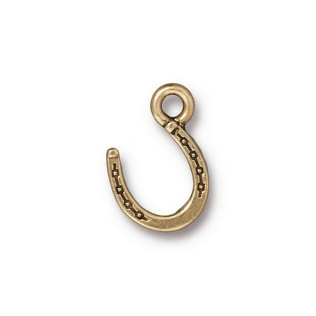 - 22K Gold Plated Pewter Western Horseshoe Charm 15mm (1)