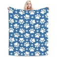 thumbnail image 5 of Dog Footprints Blue Throw Blankets Ultra Soft Fleece Blanket for Sofa Couch Camping Travel Lightweight & Warm Cute Puppy Paws Bed Blanket for All Seasons Home Decor, 40"X30", 5 of 17