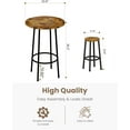 thumbnail image 4 of Cvortll 3 Piece Pub Dining Set, Modern Round bar Table and Stools for 2 Kitchen Counter Height Wood Top Bistro Easy Assemble for Breakfast Nook Living Room Small Space Restaurant, Rustic Brown, 4 of 7