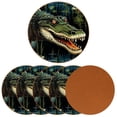 thumbnail image 2 of Crocodile 6PCS Round Microfiber Leather Table Coasters Set, 11x11 cm/4.3x4.3 in, Drink Coaster Mats for Home and Kitchen Use, 2 of 6