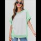 thumbnail image 4 of Camisetas de Corta con Cuello Redondo y Bloques de Color para Mujer, Conjuntos Casuales de Verano de Gran Tamaño Verde L, 4 of 6