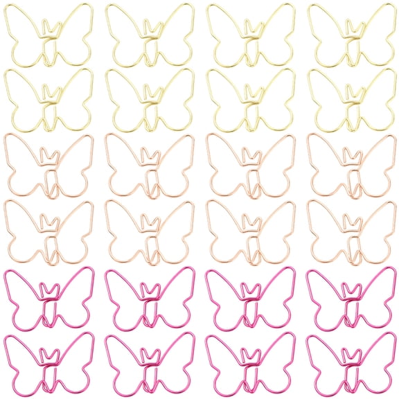 1set 60Pcs 3 Colors Iron Paper Clips Butterfly Paper Clips Funny Bookmark Marking Clips Mixed Color 26x36.5x1.5mm 20pcs/color