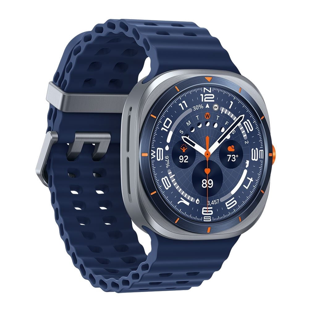 Restored Samsung Galaxy Watch Ultra 47mm Cellular Titanium Smart Watch, Titanium Blue, Blue Sport Band (Refurbished)