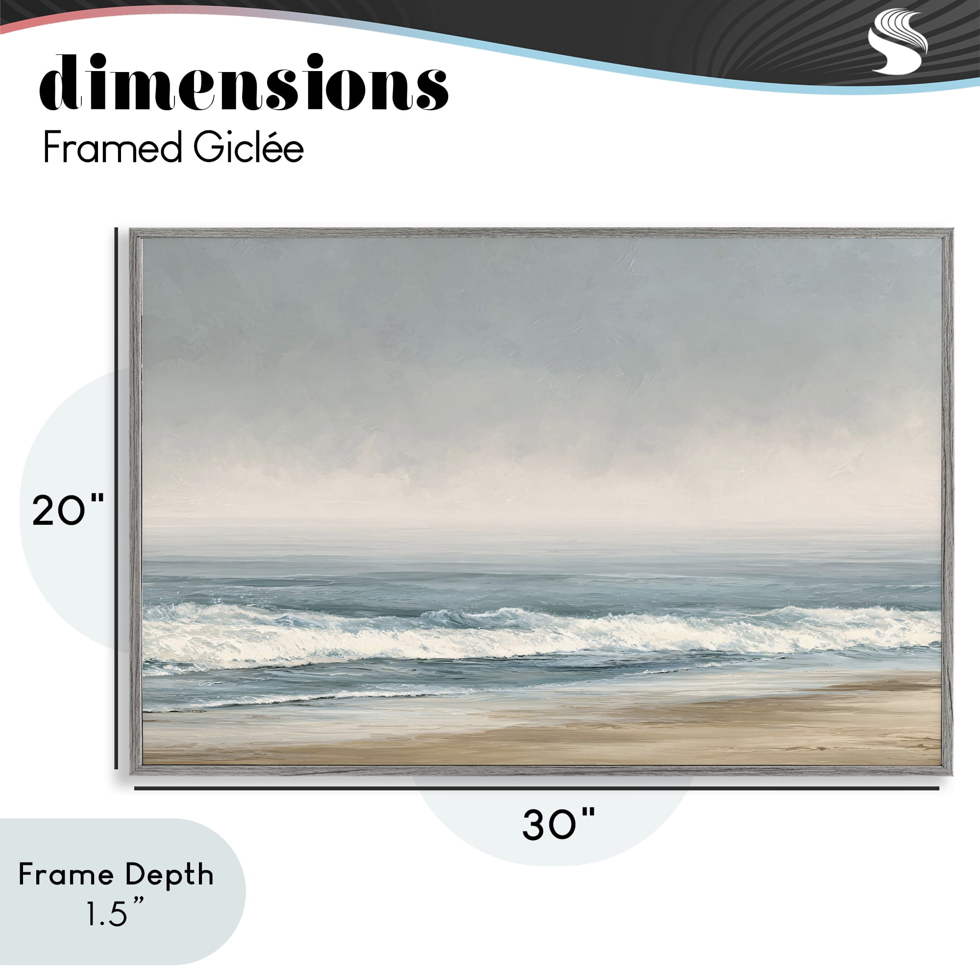 Stupell Industries Tranquil Mist Beachscape Gray Framed Giclee Art, design by Jacky Ngan