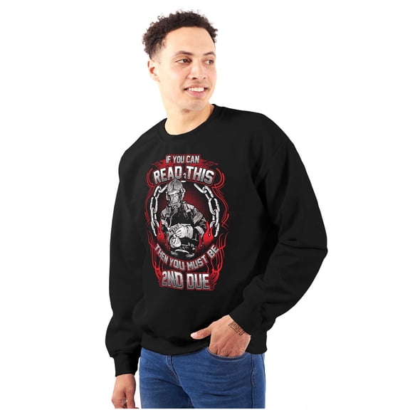 You Must Be 2nd Due Fire Fighter Men's Big & Tall Crewneck Sweatshirt Brisco Brands 2X