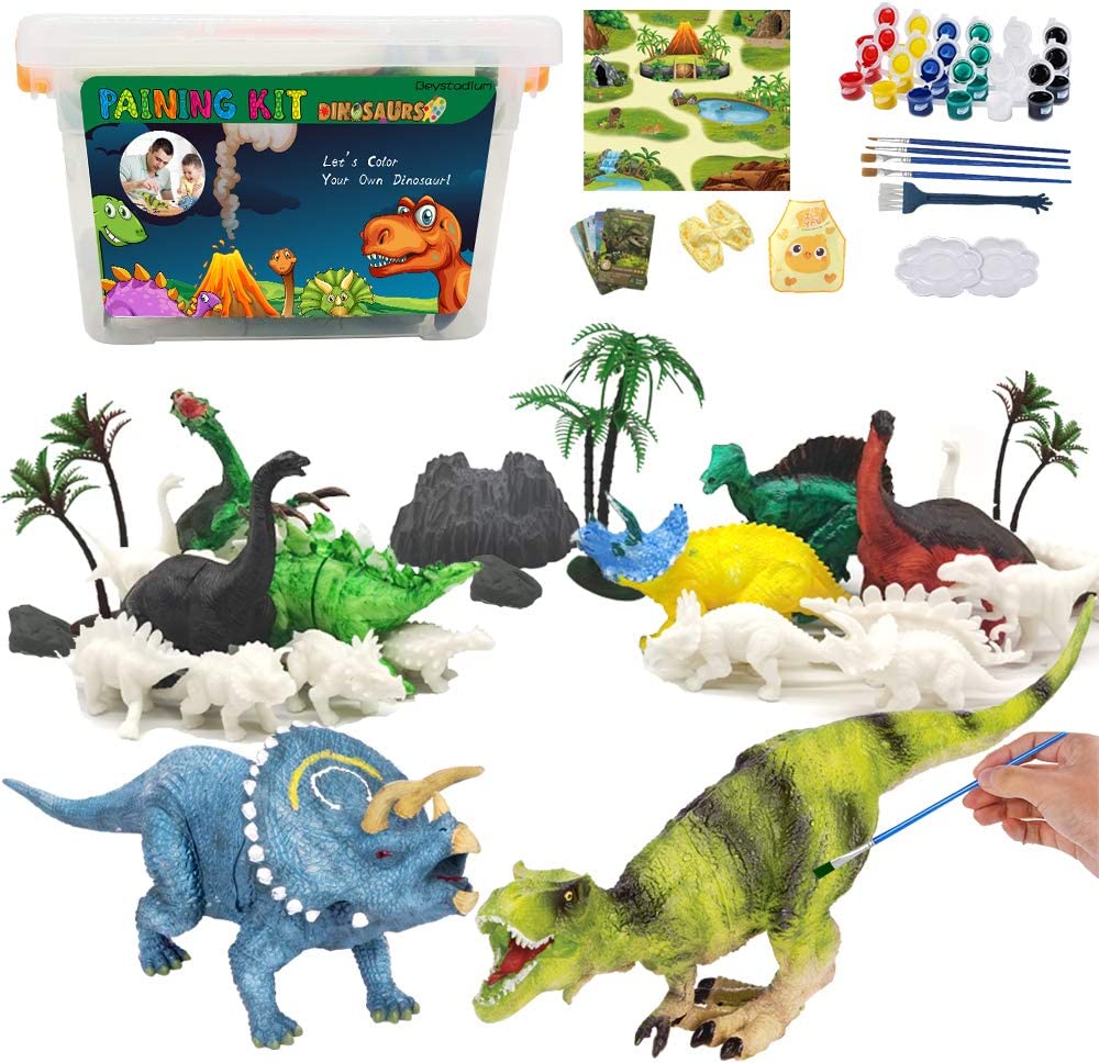 Arts Crafts Painting Set Kids Dinosaur Toys 12 Big Dinosaurs Figures